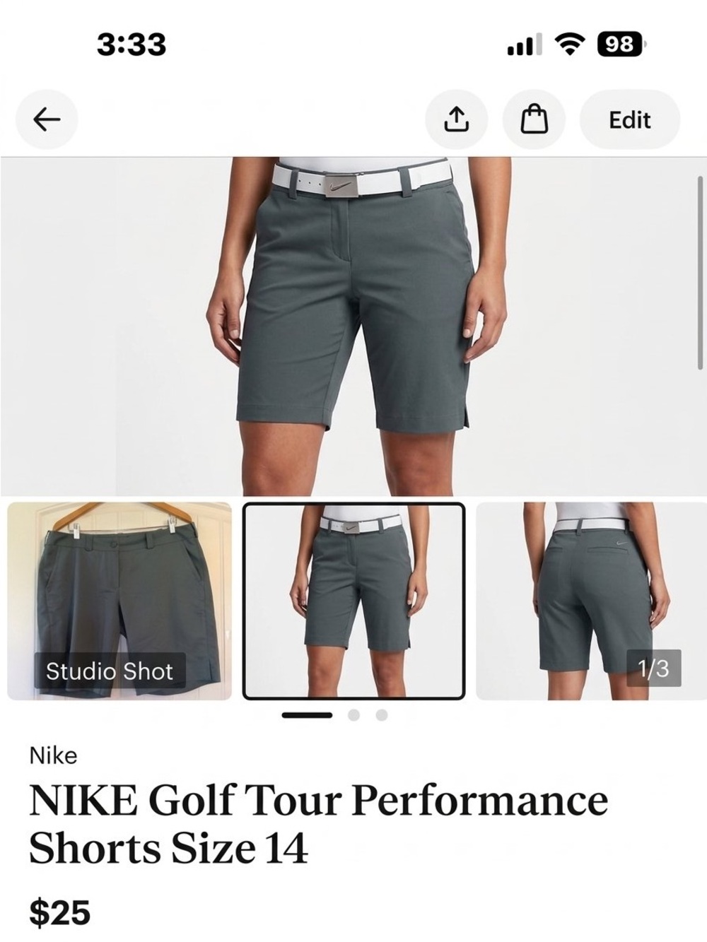 NIKE Golf Tour Performance Shorts Size 14